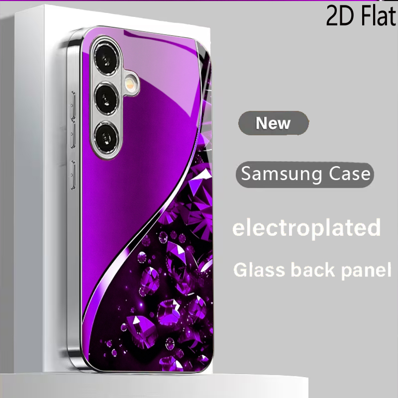 Samsung Galaxy A55 - Fond violet avec pierres précieuses pour